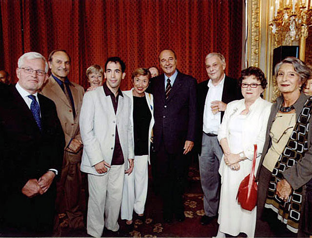 Julia Kristeva, Jacques Chirac, Philippe Sollers à l'occasion de la création du Comité Handicap (2003)